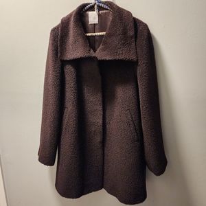 FLEURETTE Coat Wool Alpaca Poly Blend 12 Teddy Brown Mid-Length